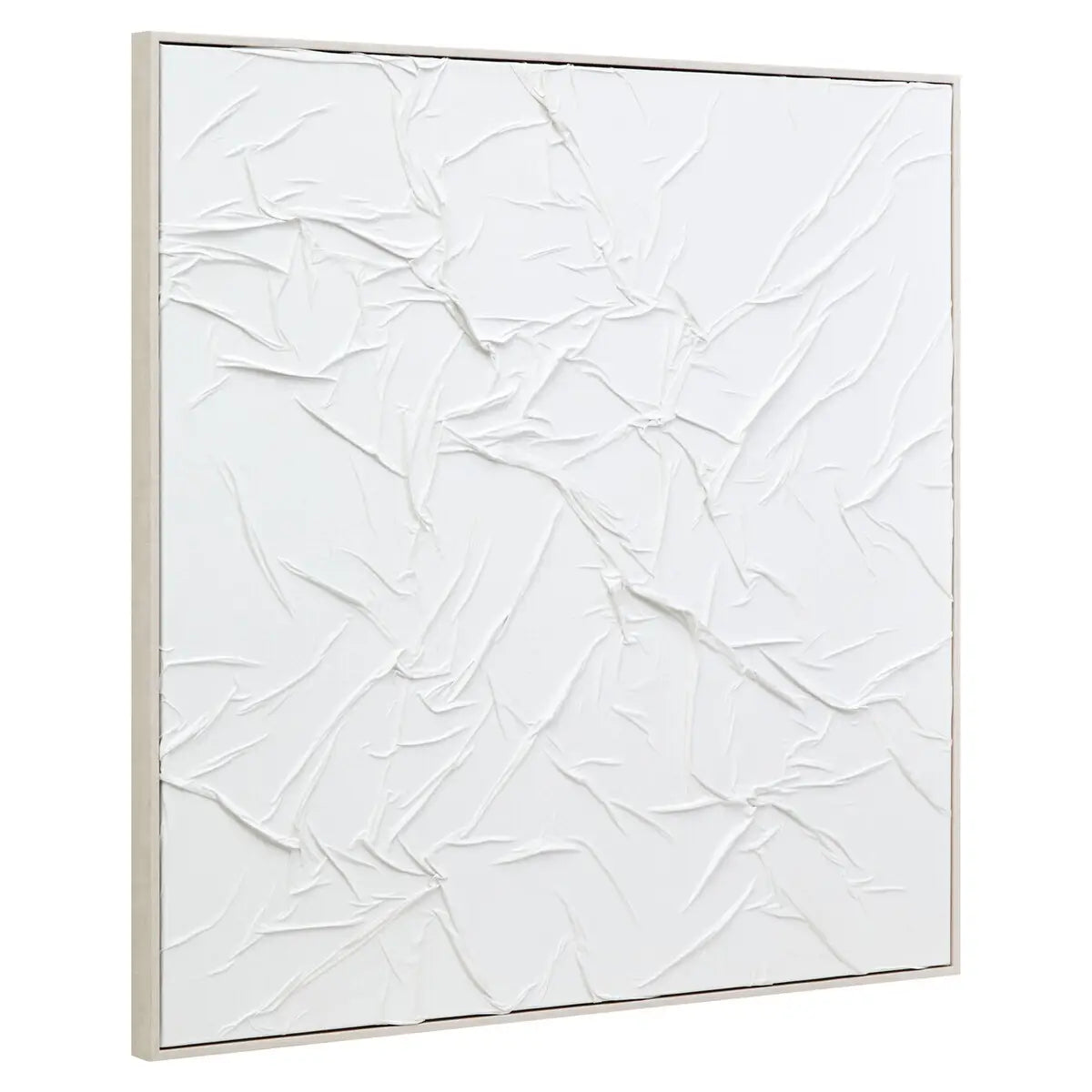 Ainsley Canvas White Pleated Fabric Hand Painted Wall Art
