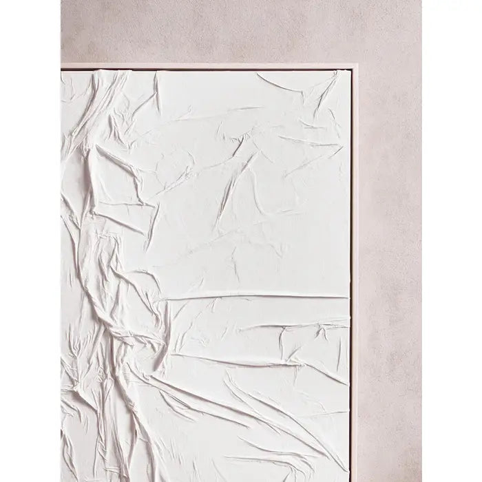 Ainsley Canvas White Pleated Fabric Hand Painted Wall Art