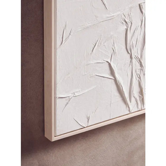 Ainsley Canvas White Pleated Fabric Hand Painted Wall Art