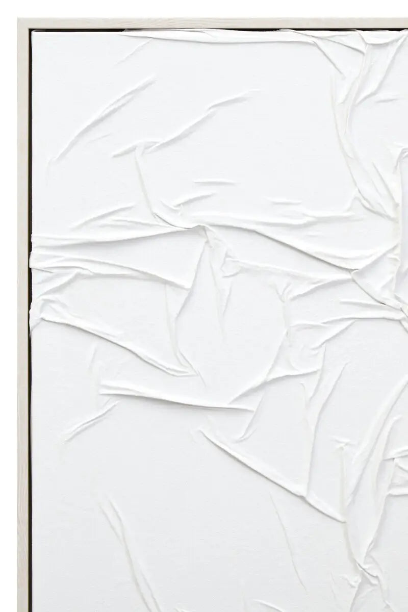 Ainsley Canvas White Pleated Fabric Hand Painted Wall Art