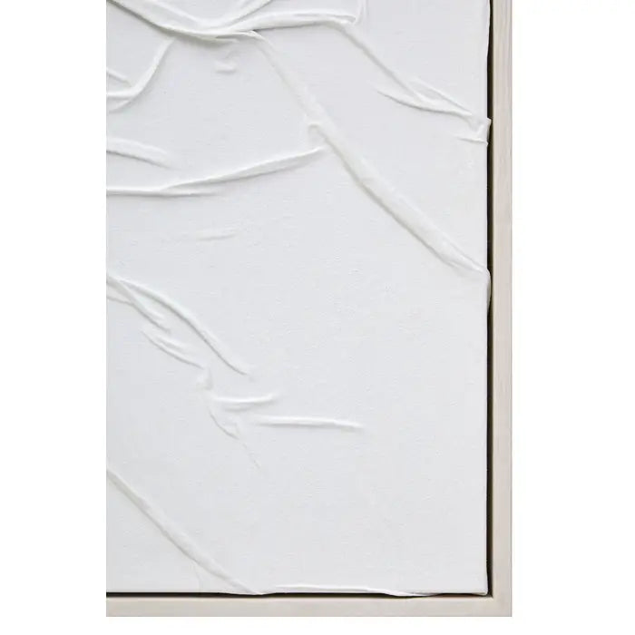 Ainsley Canvas White Pleated Fabric Hand Painted Wall Art