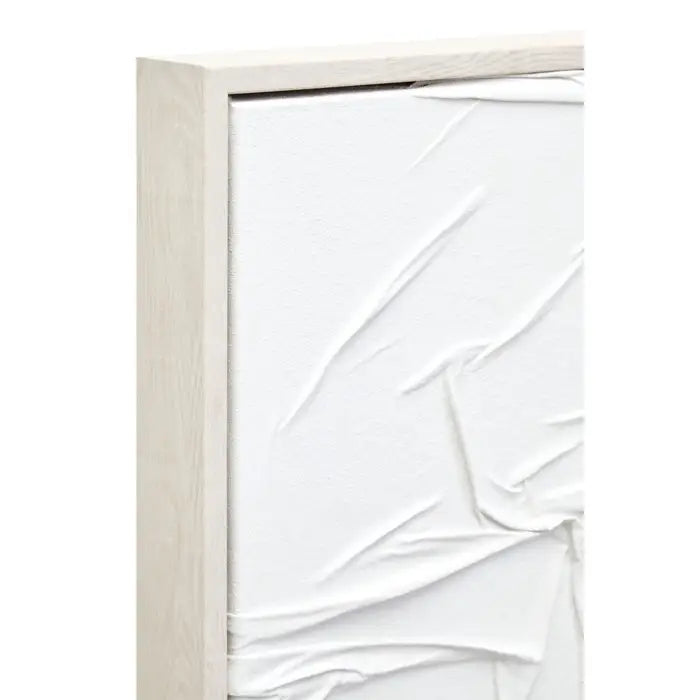 Ainsley Canvas White Pleated Fabric Hand Painted Wall Art