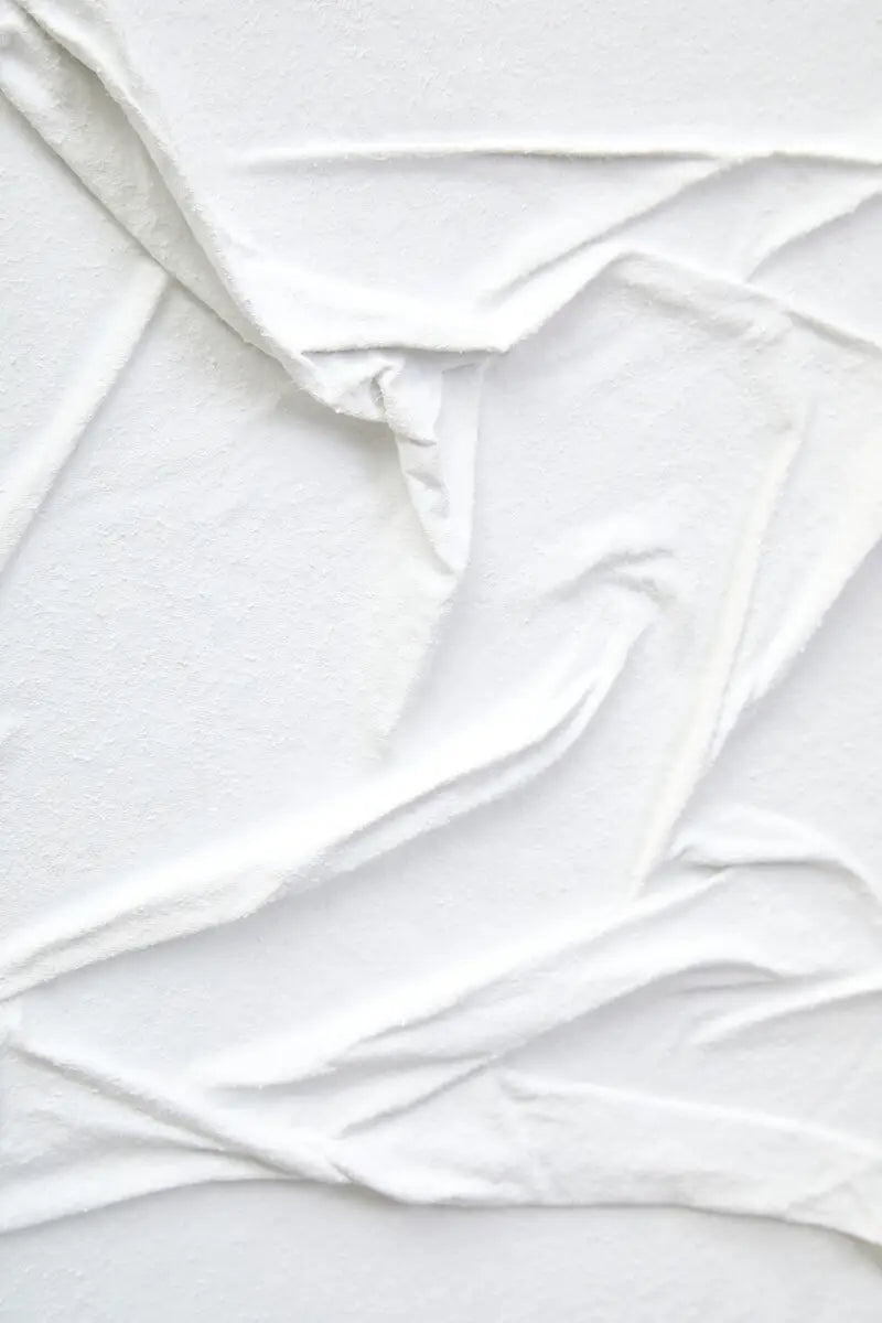 Ainsley Canvas White Pleated Fabric Hand Painted Wall Art