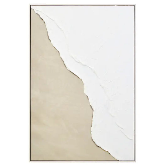 Astra Canvas Natural And White Textured Plaster Wall Art