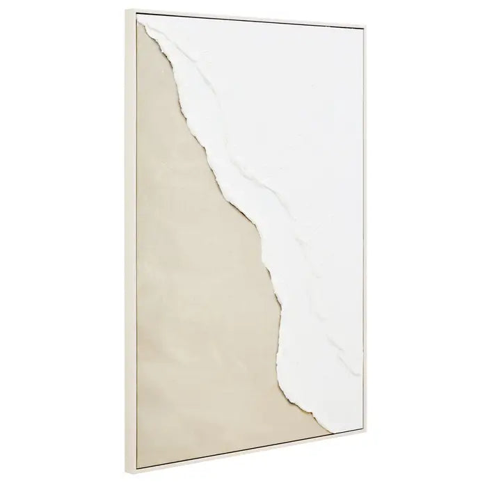 Astra Canvas Natural And White Textured Plaster Wall Art