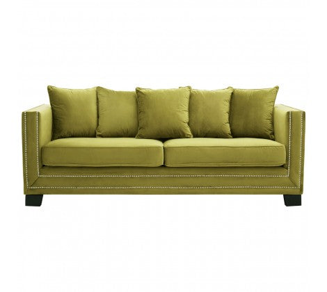 Chimes - Hampstead 3 Seater Green Velvet Sofa