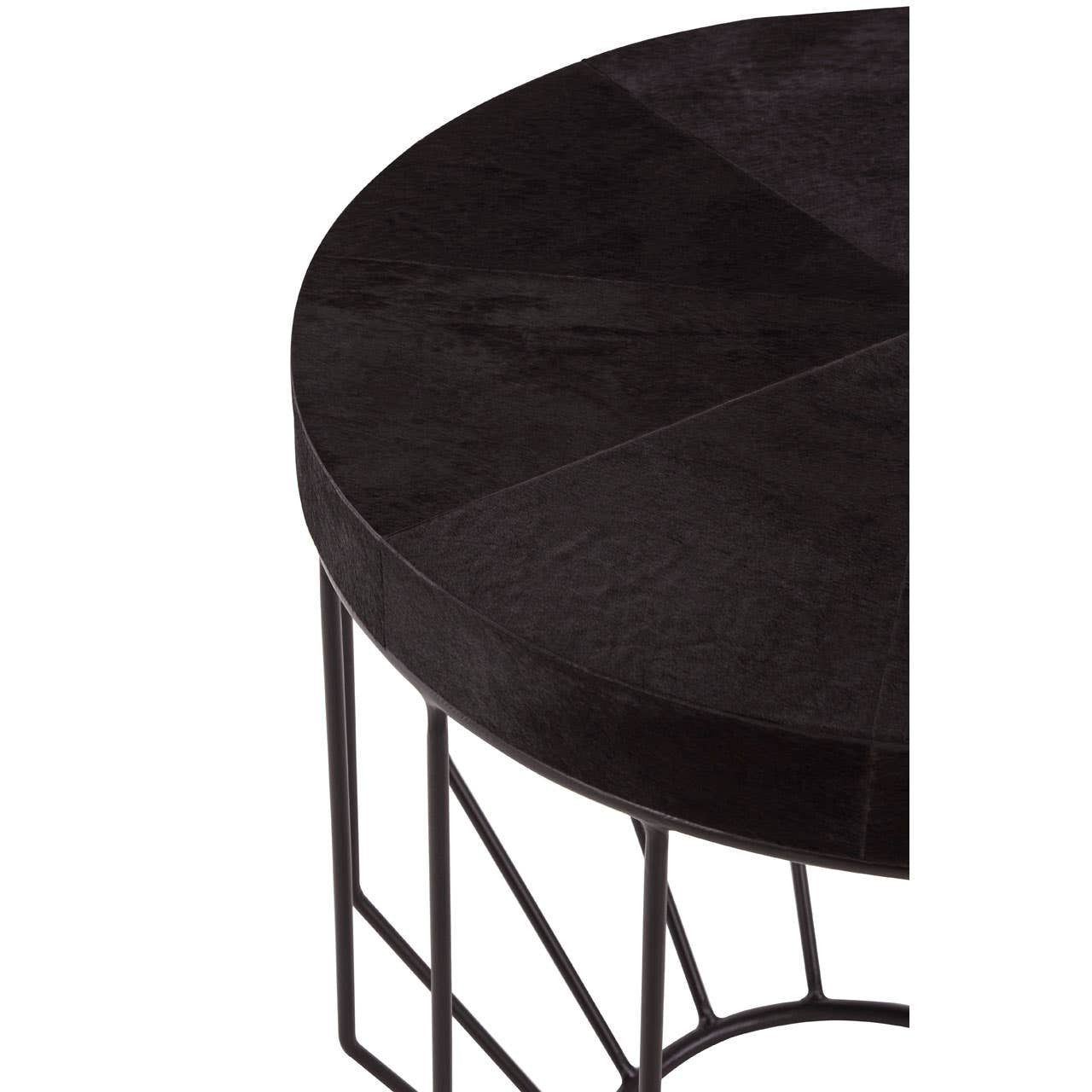 Chelsea Townhouse Hair On Hide Top Round Side Table - Black