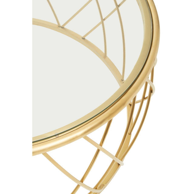 Arron Gold Round Coffee Table with Clear Glass