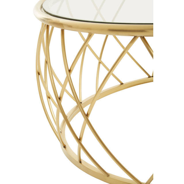 Arron Gold Round Coffee Table with Clear Glass