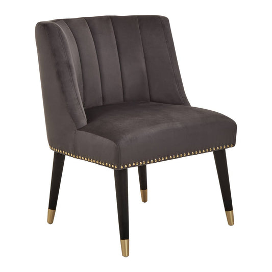 Caro Grey Velvet Dining Chair With Black Legs