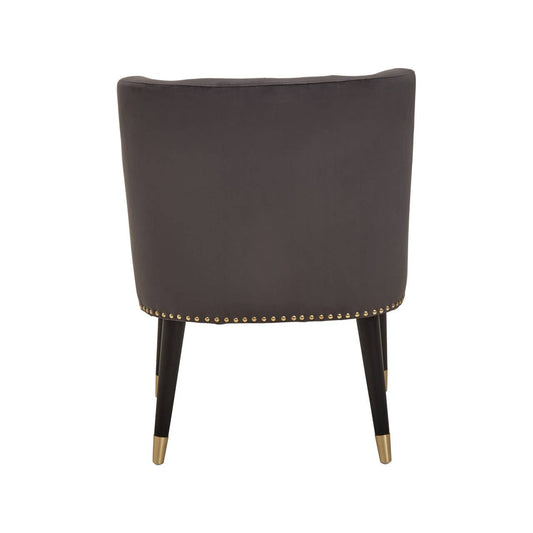 Caro Grey Velvet Dining Chair With Black Legs
