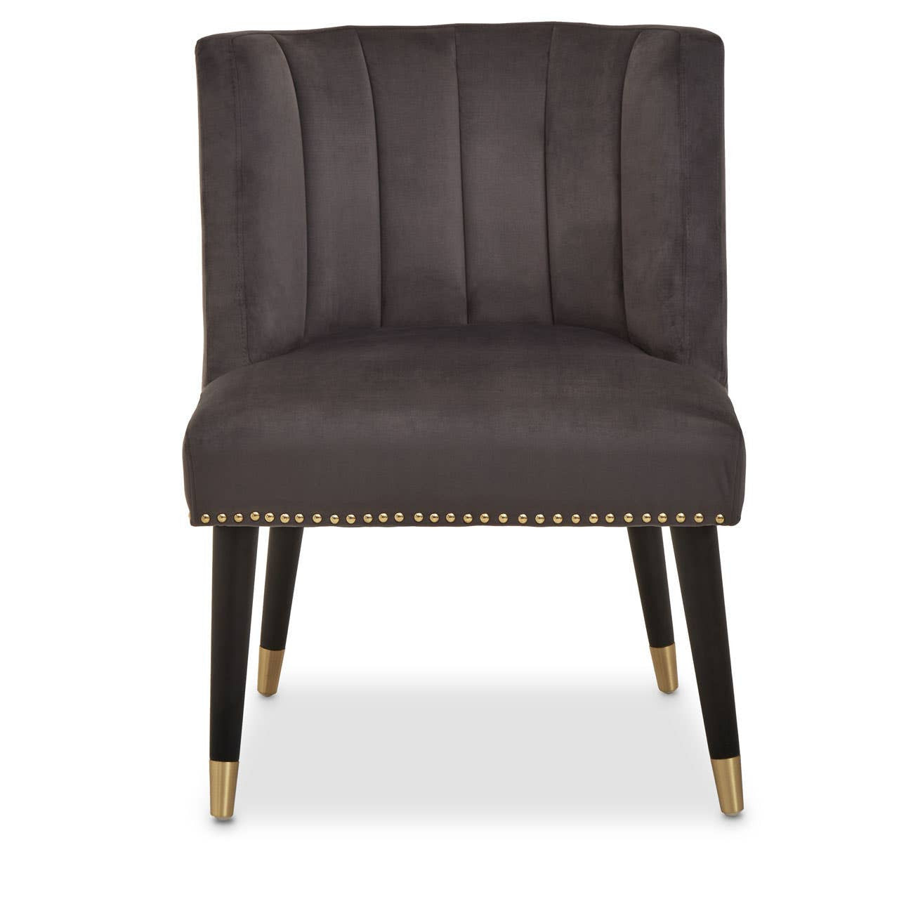 Caro Grey Velvet Dining Chair With Black Legs