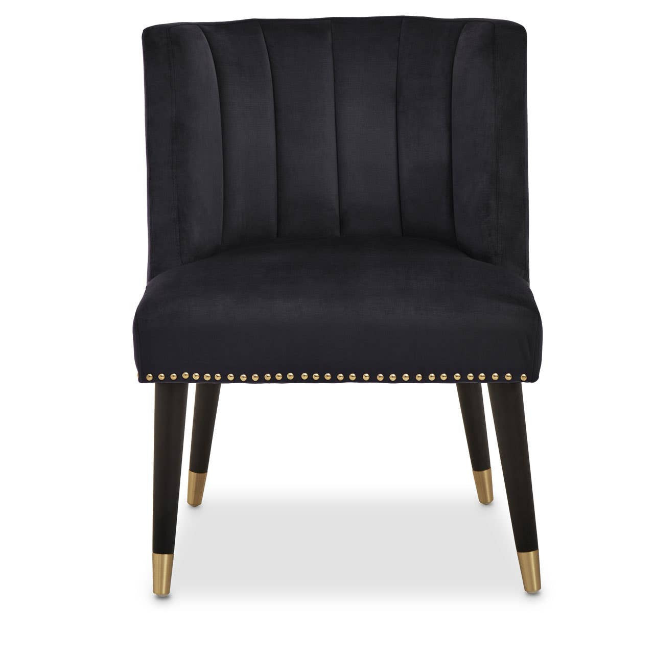 Caro Black Velvet Dining Chair With Black Legs