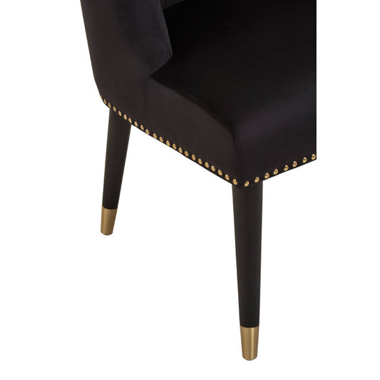 Caro Black Velvet Dining Chair With Black Legs