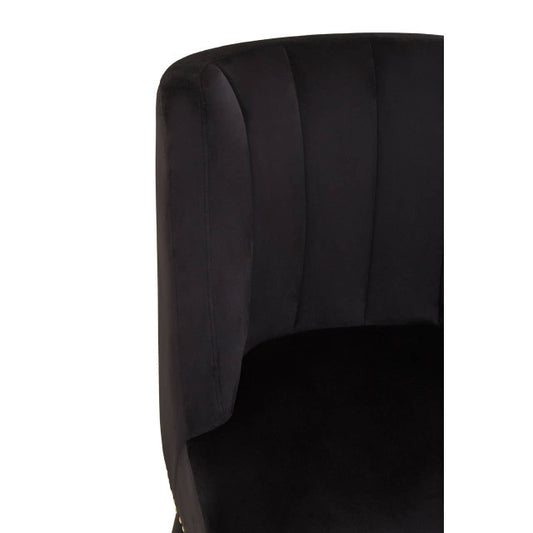Caro Black Velvet Dining Chair With Black Legs