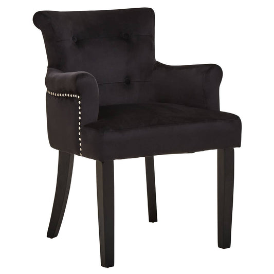 Claude Black Velvet Dining Chair With Ring Back