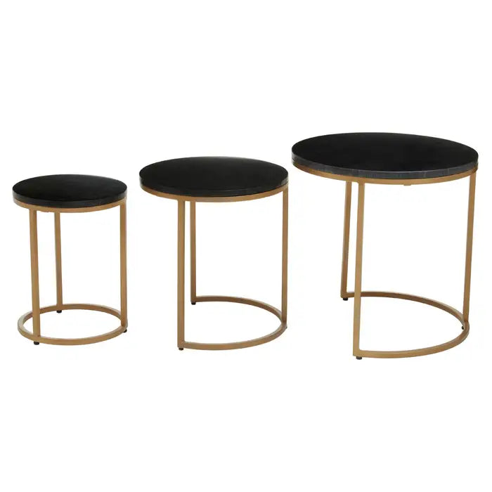 Violet Nest Of Three Black Marble Top Tables