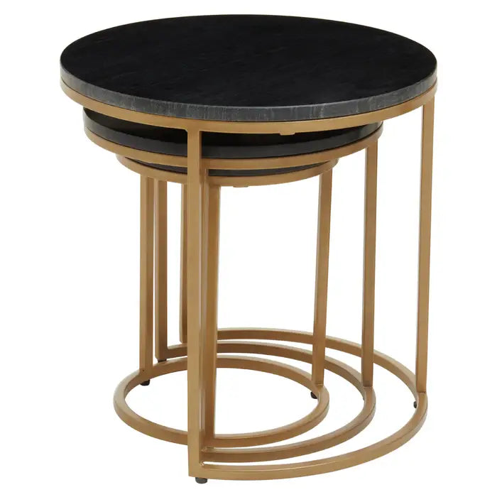 Violet Nest Of Three Black Marble Top Tables