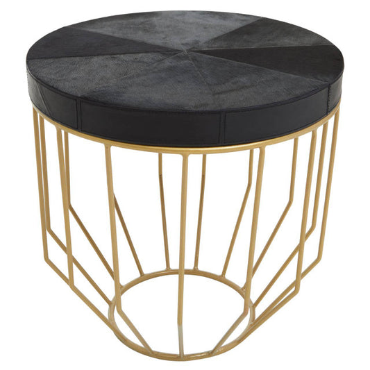 Chelsea Townhouse Hair on Leather Round Side Table