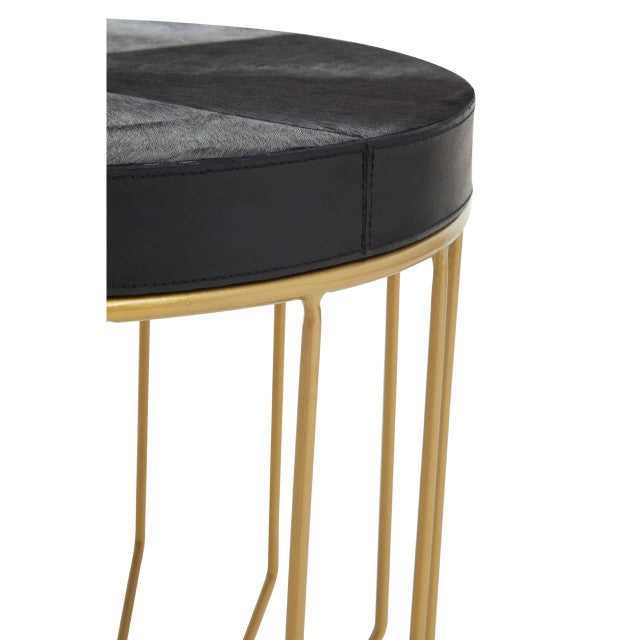 Chelsea Townhouse Hair on Leather Round Side Table