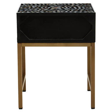 Fia 1 Drawer Side Table with Bone Inlay