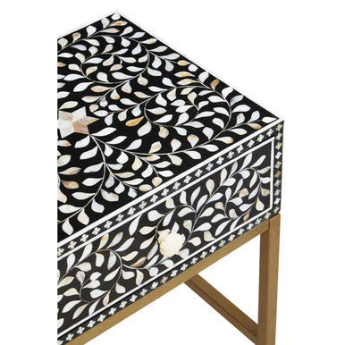 Fia 1 Drawer Side Table with Bone Inlay