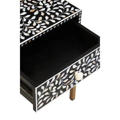 Fia 1 Drawer Side Table with Bone Inlay