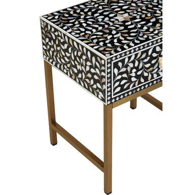 Fia 1 Drawer Side Table with Bone Inlay