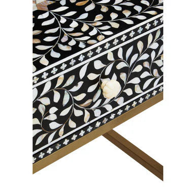 Fia 1 Drawer Side Table with Bone Inlay