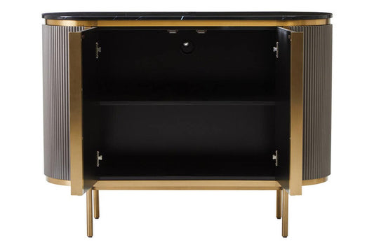 Dante Grey Two Door Sideboard with Black Marble Top