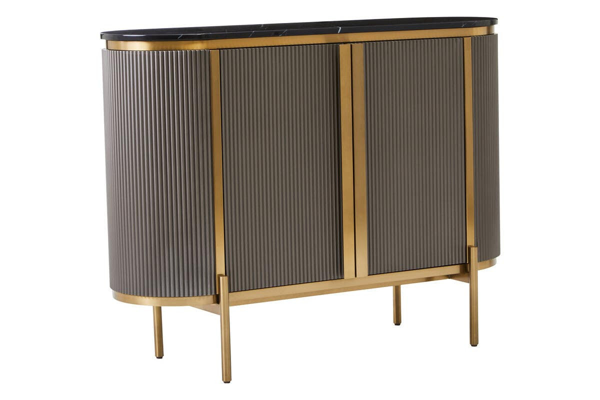 Dante Grey Two Door Sideboard with Black Marble Top