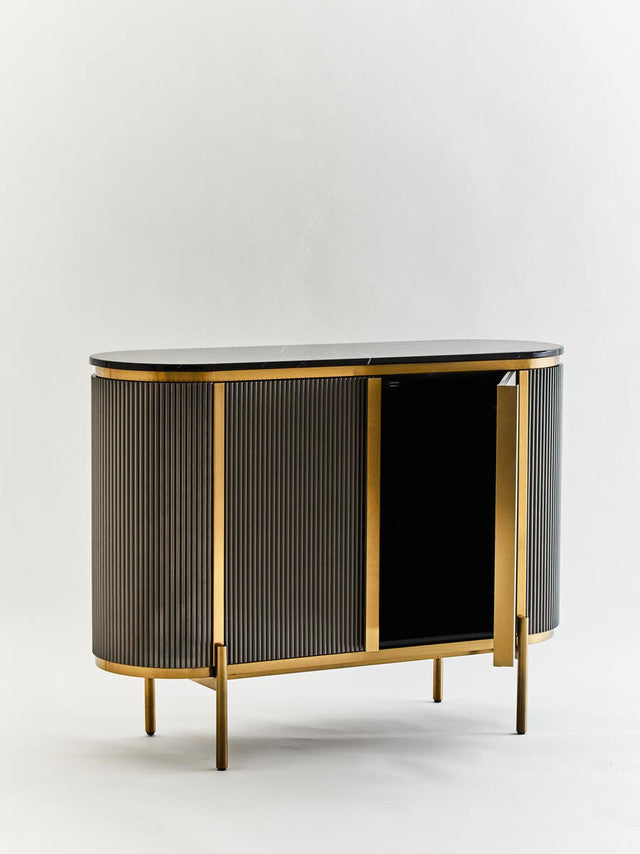 Dante Grey Two Door Sideboard with Black Marble Top