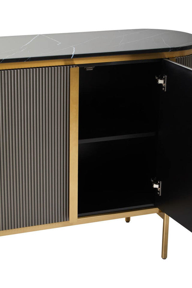 Dante Grey Two Door Sideboard with Black Marble Top