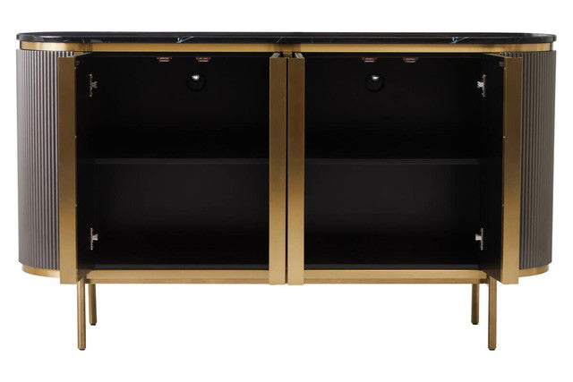 Dante Grey Four Door Sideboard With Black Marble Top