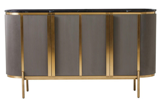 Dante Grey Four Door Sideboard With Black Marble Top
