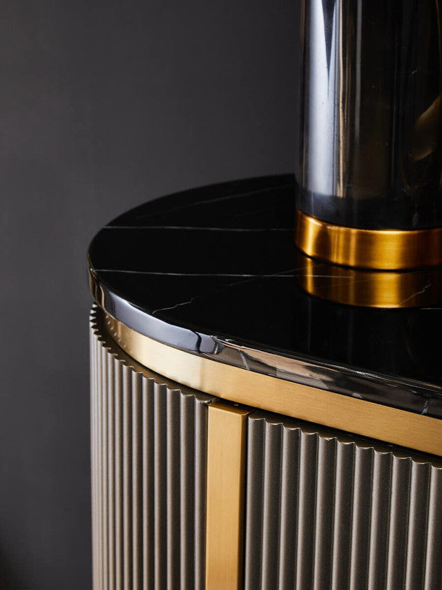 Dante Grey Four Door Sideboard With Black Marble Top