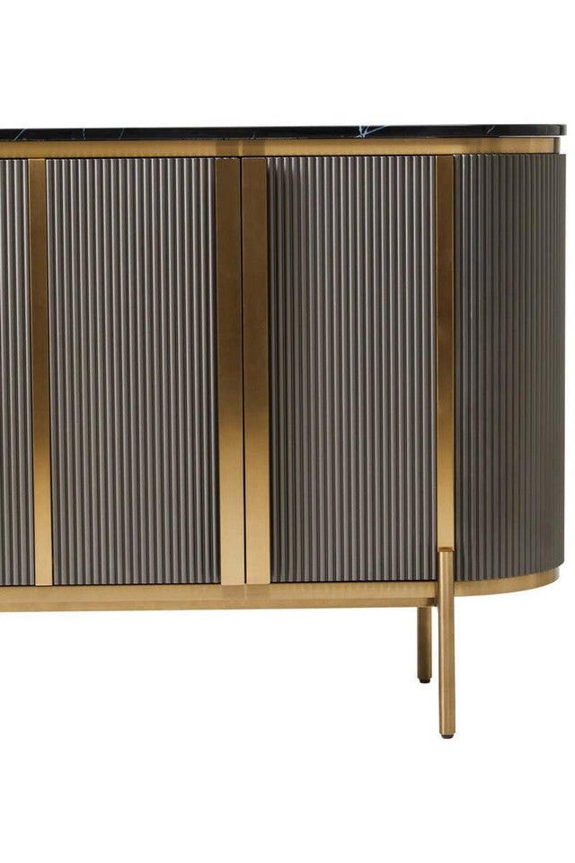 Dante Grey Four Door Sideboard With Black Marble Top