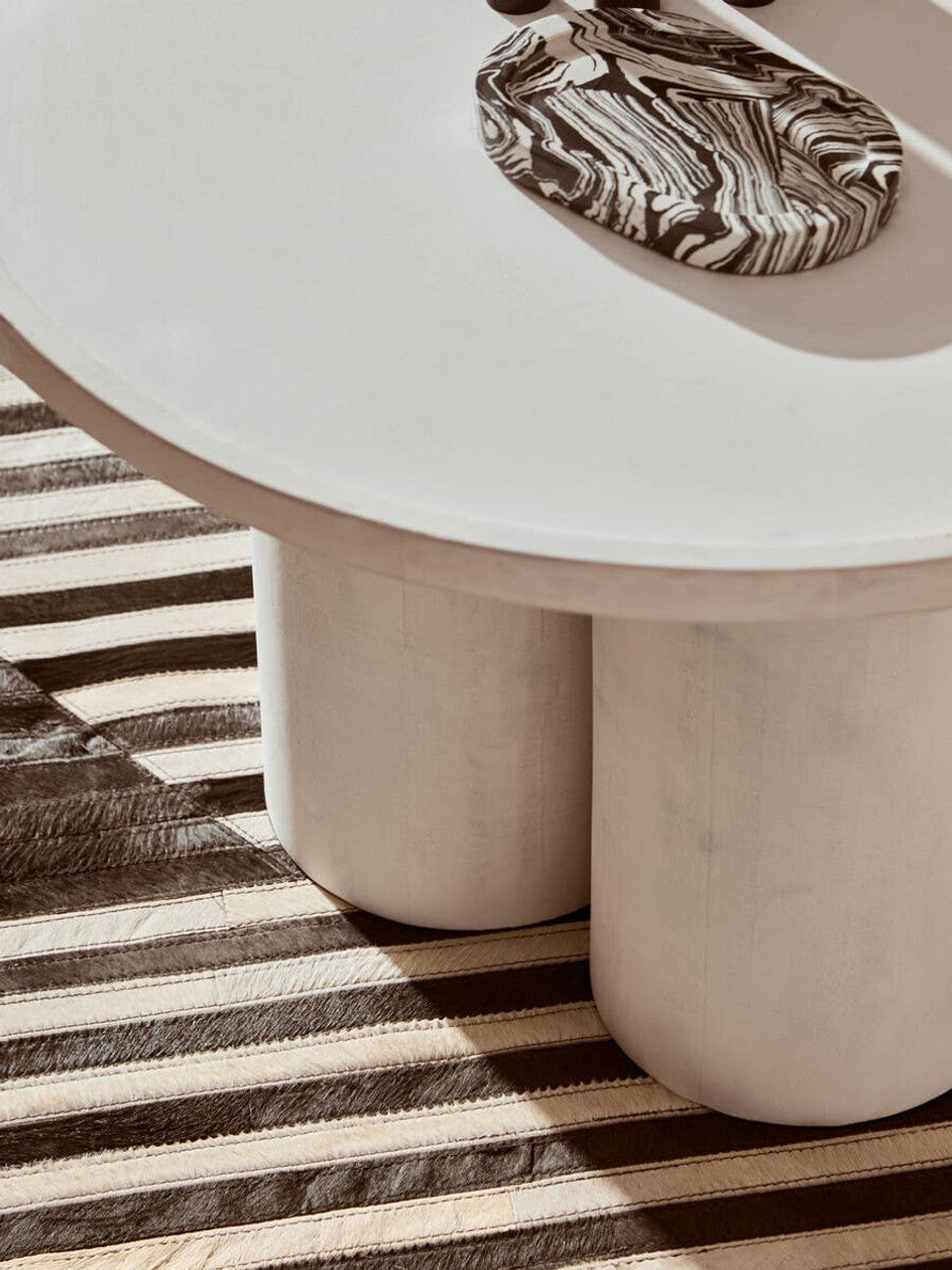 Milla Whitewash Mango Wood Column Detail Coffee Table