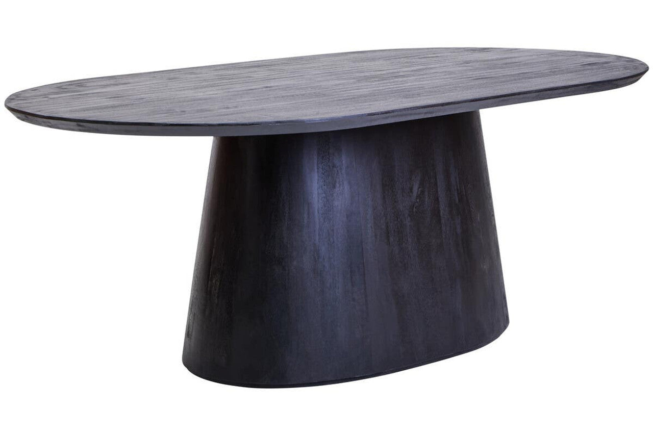 Mava Mango Wood Oval Dining Table in Black Finish