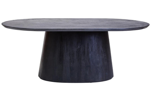 Mava Mango Wood Oval Dining Table in Black Finish