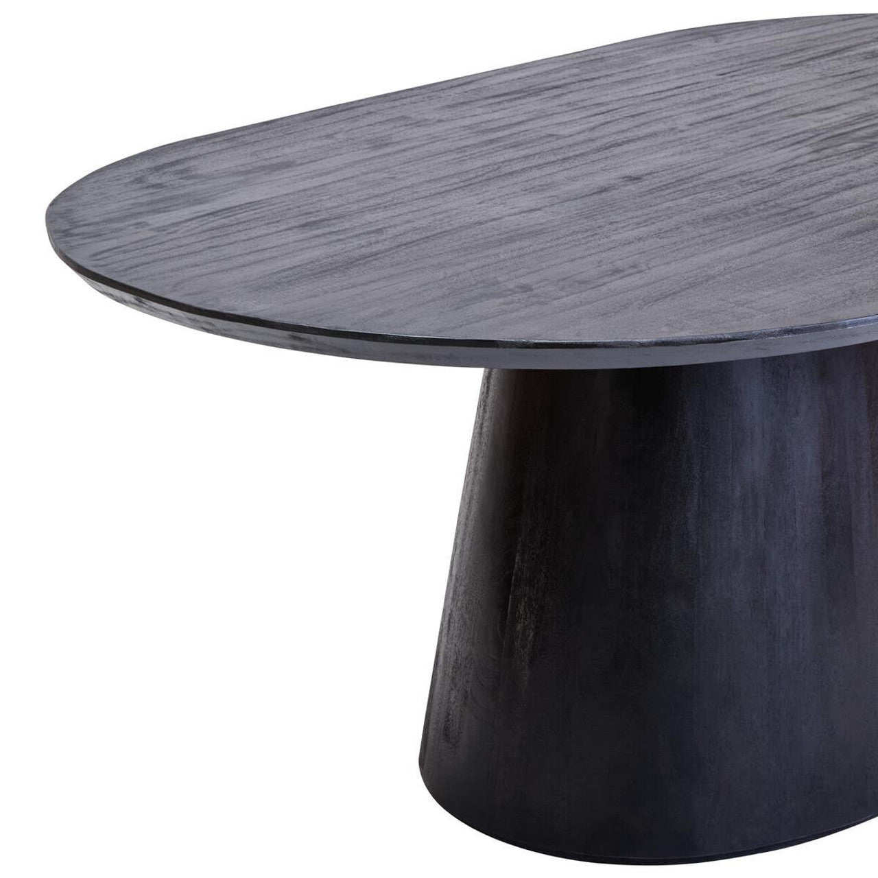 Mava Mango Wood Oval Dining Table in Black Finish
