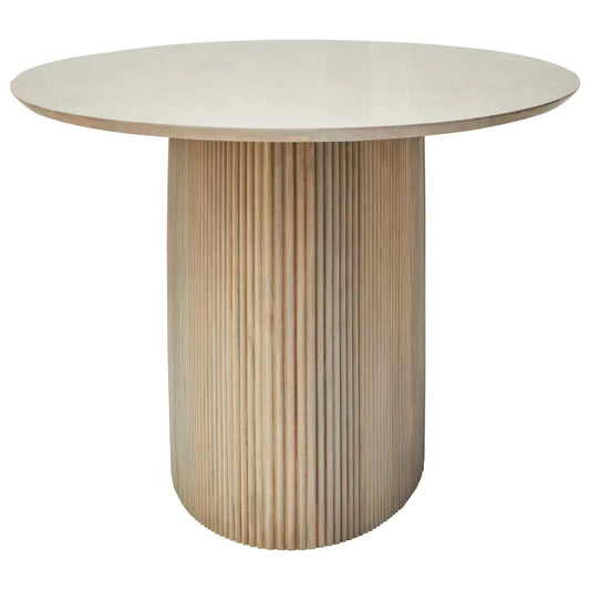 Tropez Mango Wood Grey Finish Ridge Detail Oval Dining Table