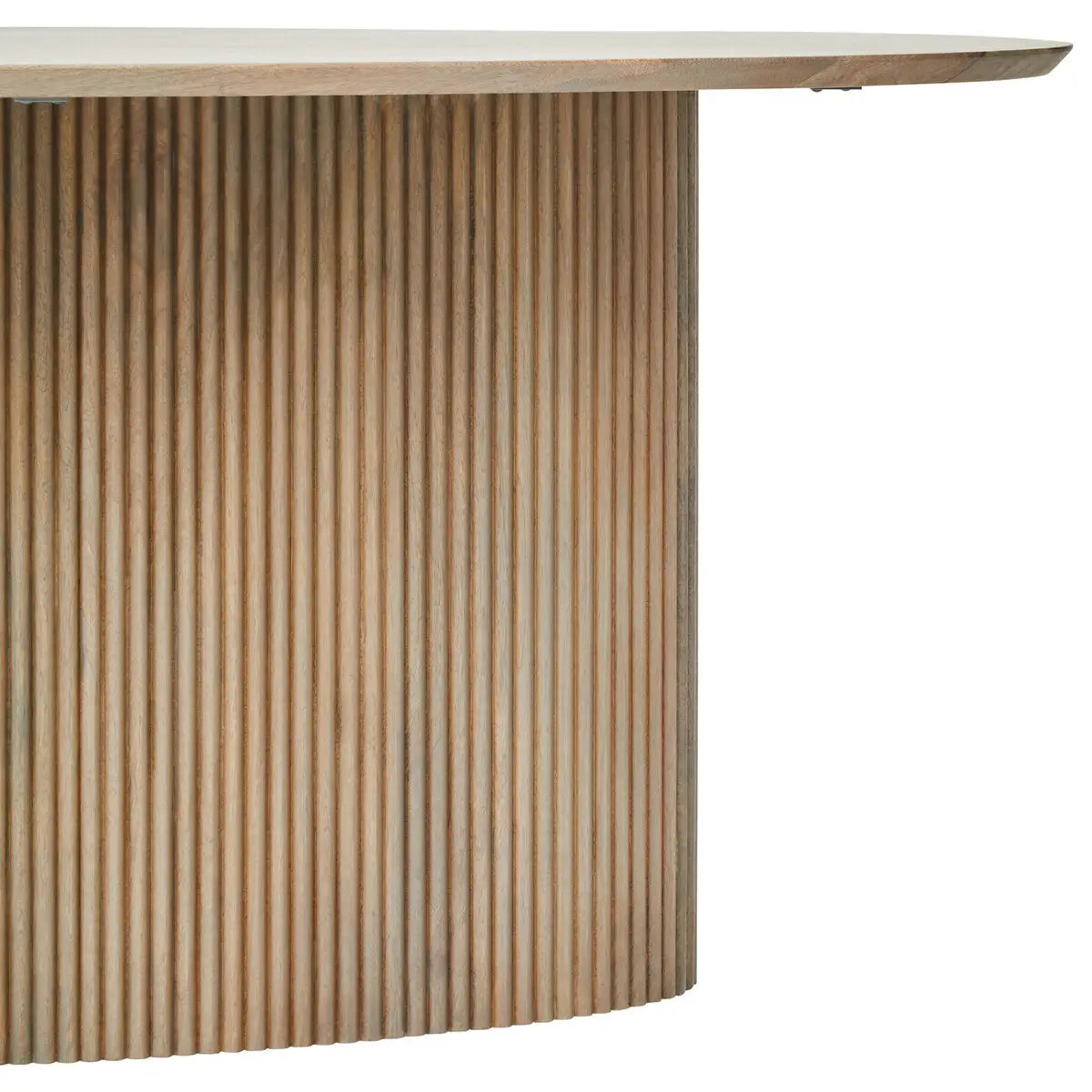 Tropez Mango Wood Grey Finish Ridge Detail Oval Dining Table
