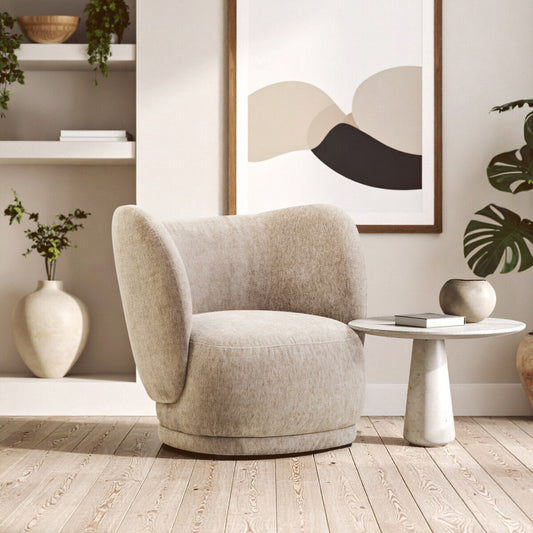 Kyle Deep Stone Chenille Curved Chair