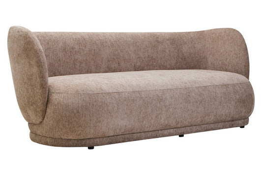 Kyle Deep Stone Chenille Curved Three Seater Sofa