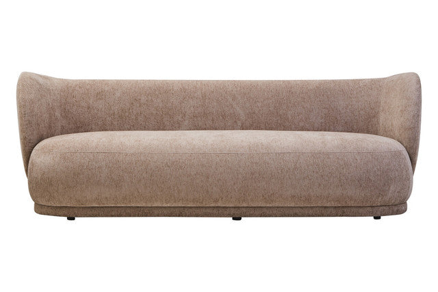 Kyle Deep Stone Chenille Curved Three Seater Sofa