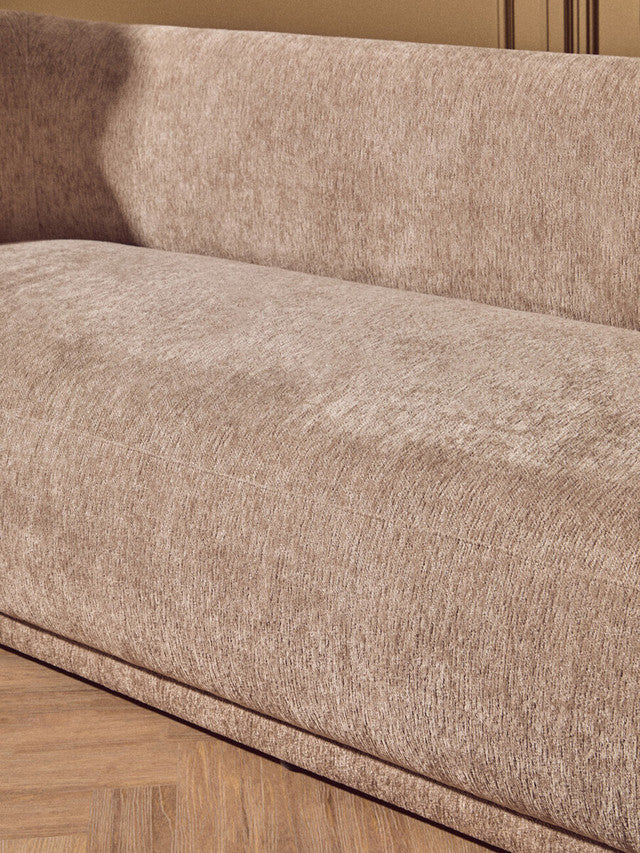Kyle Deep Stone Chenille Curved Three Seater Sofa