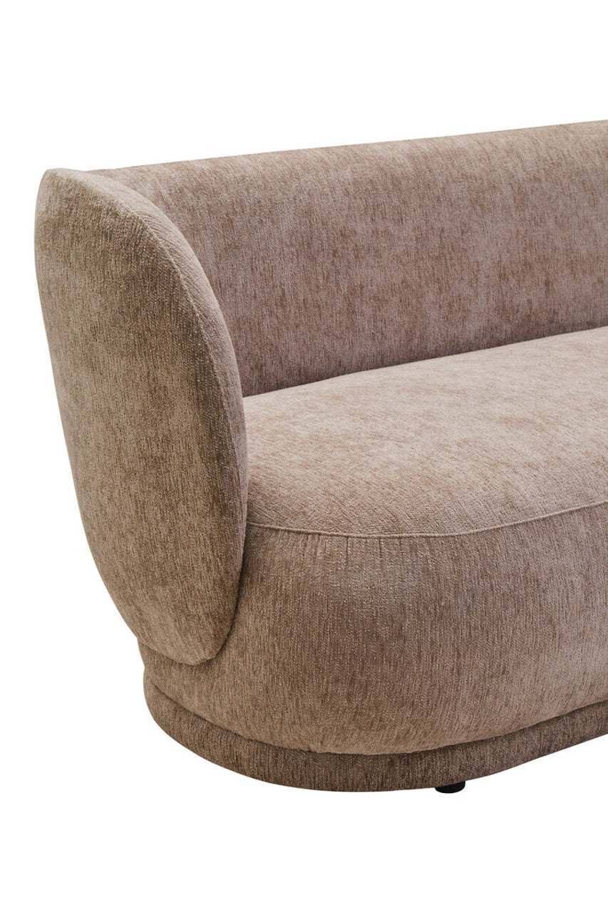 Kyle Deep Stone Chenille Curved Three Seater Sofa