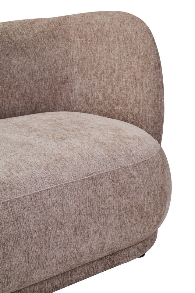 Kyle Deep Stone Chenille Curved Three Seater Sofa