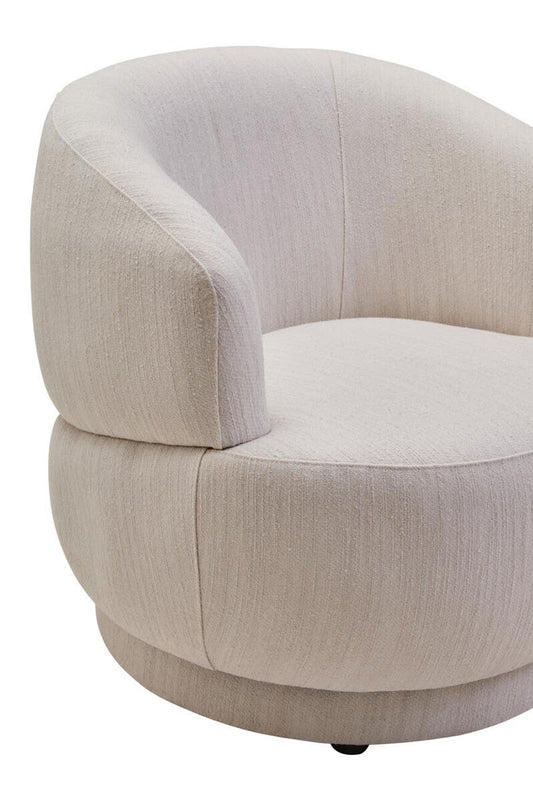 Leila Ivory Linen Curved Chair